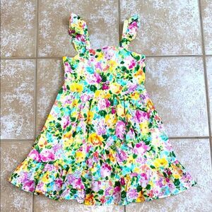 Janie & Jack Floral Ruffle Dress Size 7 NWT